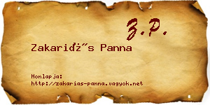 Zakariás Panna névjegykártya